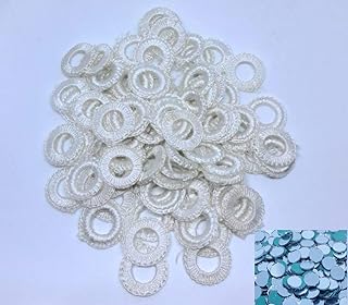 Crafteez Small Mirror Frames & Mirrors for Embroidery Works,Used in CHURIDHAR,Blouses,DHUPPATTA,SIZE-8mm Inner,1.7cm Outer,Color White (Pack of 50 Pcs Frame& 50 Mirror)