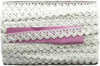 Mezin Cotton Crossiya Snake Gpo White Lace Border for Dress, Kurtis, Dupatta, Bag, Craft and Decorations(9 Mtr)