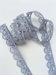 Polyester Lace Trim, Border Lace, Cotton Lace, Gota Patti Lace, (Light Grey, 9 Meter)