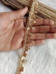 Decorative Gold Sequin Trim Lace, 8.5 Metres, Metallic Beaded Border
