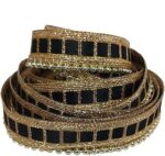 Utkarsh 9 Mtr Roll of Ethnic Wear Gota Patti Embroidery Black and Golden Trim Check Moti Lace Border for Saree,Suit,Dresses,Fashion Designing,craftworks with 1.27 cm Width