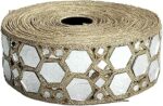 WOVEN LACE & BORDER 2.25 inch Exclusive Pearl Matt & Diamond Mirror Cutwork Embroidery Border for Sarees, Lehengas, Western Dresses | Size: 9 Yards