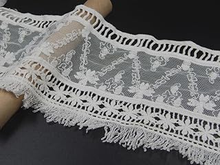 Orient Lace Craft Cotton Net Lace and Border Material - Used As Fancy Trims, Borders, Dresses, Sarees, Lehenga, Suits, Blouses, Dupatta, Chunri Borders, Embroidered Laces, Applique, Fabric lace, Sewing Supplies, latkan laces Hanging,Fancy jhallar,Tassel Laces Crafts and Home Decor (Size 10.5 cm) (Qty 5 Yards)