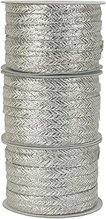 Woven Lace Fancy Dori with Gota Patti Piping for Blouse, Latkan/Hangings, Tassal, DIY Crafts| Size: 19 Yards - Water Gold, Pack of 3 Rolls