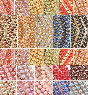 Diy Crafts 15198 9 Colors Pearl Copper Rhinestone Chain Base Cup Pearl Chain for Sewing Diy Garment Accessories Trim, 2 Yards, Lt Amethyst - (Silver)