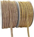 EmbroideryMaterial 6 MM Wide Zari Trim Laces and Borders Material for Saree, Dupatta, Blouse, Kurti & Other Dresses (2 Rolls, 1Roll/Color, 17 Meters/Roll, Rose Gold & Gold)