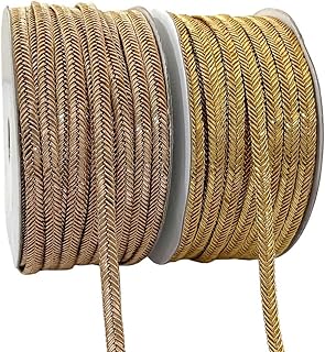 EmbroideryMaterial 6 MM Wide Zari Trim Laces and Borders Material for Saree, Dupatta, Blouse, Kurti & Other Dresses (2 Rolls, 1Roll/Color, 17 Meters/Roll, Rose Gold & Gold)