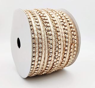 MayRose Rose Golden Samosa Gota Patti Lace Border Material for Dupatta, Bridal Dresses, Saree, Lehengas, Palazzo, Anarkali Suits, Blouses. (38 Meter., Rose Golden)