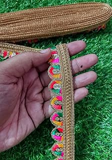 Vardhman (9 Meters) Embroidered Sequins & Gota Patti Lace Border with Tari & Chamki Glitter | 1-Inch Width | Decorative Designer Trim for Sarees, Kurtis, Bandhani, Dupattas, Lehengas, Suits, Palazzo, Torans & Bandarwals | Easy-to-Apply (Multicolour)