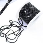 PEARLY JUN 10 Yards Black Rhinestone Chain Jet Rhinestone Trim Crystal Artificial Stone Trim Cup Chain SS6 2mm Color Plated Cup Stitch Costume Decoration