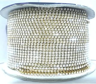 CRTl Stone Chain Golden/Lace Metal for Jewellery Making 2mm Pack of 5 mtr