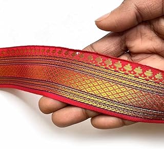 Craft Shop India Golden Zari Weaving Border for Suit, Designer Lehenga, Saree Border & Dupatta | Suitable for Home Furnishing, Crafting, etc 9-Meter (1.5IN, Pink)