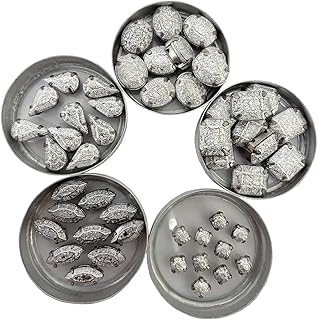 Embroiderymaterial Silver Flat Back Sew On Rhinestones in Brass Setting for Jewellery Making, Embroidery, DIY, Crafts Toran Making etc, Sewing Bling Embellishments (50 Pieces, 10 Pieces/Shape)