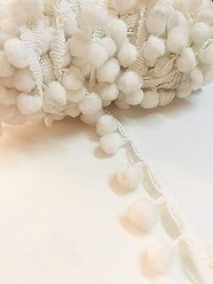Eerafashionicing 10 mtr White Pompom Laces for Dresses, Sarees, Lehenga, Suits and Bags Borders, Crafts