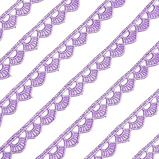 EmbroideryMaterial Kinari White Cotton Trim Laces and Borders Material for Saree Border, Suit, Kurta, Dupatta, Blouse, Gown, Lehenga & Neckline (Purple, 9 Meters, 1 CM Wide)