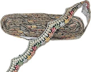 Mohan Shoppe Thread Work Scallop Lace/Border Pack of 8.5 Meter Approx. (Dark Green)