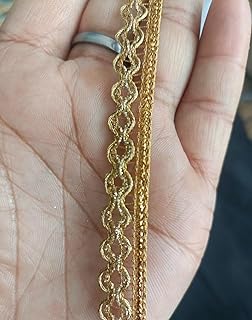 POONAM FASHION Golden Mirror Work Lace Border for Dresses, Sarees, Lehengas, Suits, Bags, Decorations, Borders, Crafts, and Home D?cor ? 9 Meter Pack (Golden)