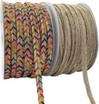 EmbroideryMaterial Zari Trim Laces and Borders Material for Saree, Dupatta, Blouse, Kurti & Other Dresses (2 Rolls, 1Roll/Color, 17 Meters/Roll, Multicolor & Beige Gold)