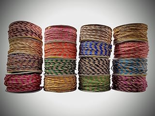 Vardhman 16-Piece Resham & Zari Blouse Dori Combo Pack | 80 Meters, 3 mm Width Decorative Thread for Blouse Latkan Hangings, Sewing, Apparels, Handicrafts & DIY Crafts | (Multicolour)