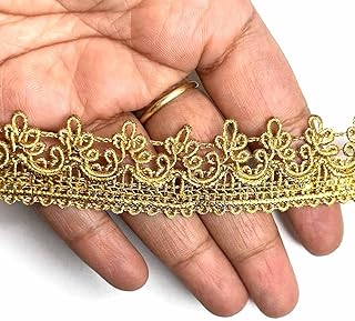 ADIKALA Golden Dori Weaving Temple Design Lace for Saree, Suit, Lehenga, Dupatta, DIY Home Art & Craft 9 Mtrs (Golden)