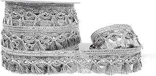 (2.7cm X 18 Mtr) Silver M:7568 Jhaadu Sitara Gota Patti Trim Lace Border for Saree, Suit, Dupatta, Lehenga, Blouse, Dress Designing, Embellishment, Outlining, Craftworks & Decoration