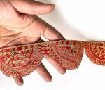Adikala Red Zari Work Semi Circle Lace & Border Suitable for Home Furnishing, Crafting, Suit, Lehenga, Saree & Dupatta etc. 9-Meter