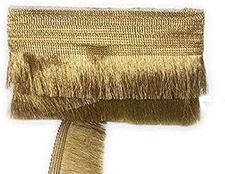 Generic Golden Floral Lace Border for Dupatta, Chunri, Fringe Lace, Tassel Lace for Saree, Lehenga, Garara, Blouse Craft Material (9 Meter)