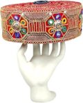 Woven Lace 2.75 inch Red Velvet Multy Thread Sequins Embroidery with Mirror Handwork for Ehtnic Saree, Dress, Lehenga, Handicraft, Sherwani Stoles, Footwear | Size: 9 Yards