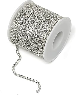 yueton 11 Yards 4MM Crystal Rhinestone Close Chain Trimming Claw Chain Jewelry Crafts DIY (Crystal)