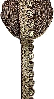Cutwork lace Border with Flower sequance jari Embroidery Work/dori lace/lace Border/Blouse lace/Saree Border/Dupatta/lahenga/Art Craft(Maroon Color)