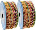 EmbroideryMaterial 2MM Multicolor Braided Badla Lace for Saree Border, Dress Designing, Blouse, Kurti, Dupatta, Embroidery, DIY & Craft (2 Rolls, Multicolor, 18M/Roll)