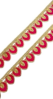 Pink Lace Border Trim, 9 Meter, Gota Patti Embroidery Ribbon, 3 CM Width for Sarees, Blouses, Dupattas, Hijabs, Anarkalis