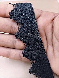Mezin Cotton Mandir Gpo Lace Border for Dress, Kurtis, Dupatta, Bag, Craft and Decorations (9 mtr) (Black)