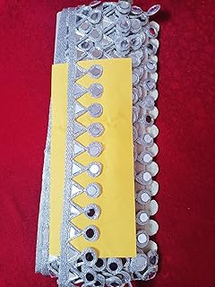 Cutwork Mirror lace, Handwork Border for ArtCraft and Decorating Fabrics (Silver, 4 Meter)