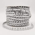 Anida lace Samosa Gota Patti Lace Border Material for Dupatta, Bridal Dresses, Saree, Lehengas, Palazzo, Anarkali Suits, Blouses. (Silver) 40 Meter Packing