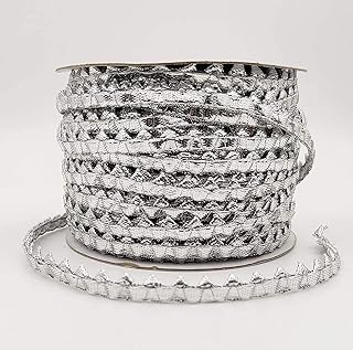 Anida lace Samosa Gota Patti Lace Border Material for Dupatta, Bridal Dresses, Saree, Lehengas, Palazzo, Anarkali Suits, Blouses. (Silver) 40 Meter Packing