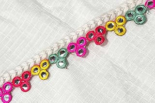 Mohan Shoppe Multi Color Patra Lace for Dupatta Lehenga etc. Mirror Work Lace Border Pack of 8.5 Meter Approx. (Multicolored 2)