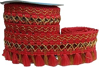 De-Ultimate Cwg0183-02 (9 Mtr) Roll of Red and Golden Jhaadu Gota Patti Embroidery Trim Lace Border with 4.445 cm Width for Saree,Suit,Dresses Embellishment,Fashion Designing,craftworks