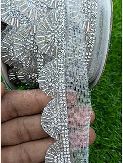 SilverColour Fancy Embroidery Lace ? 9 Meters, 1 Inch Wide | Decorative Border Lace for Sarees, Dresses, Craft & DIY Projects