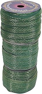 Woven Lace Fancy Color Flat Lace with Golden Dori for Wedding Dresses, Blouses, Handicrafts, DIY Crafts | Size: 49 Yards - Green, Pack of 3 Rolls