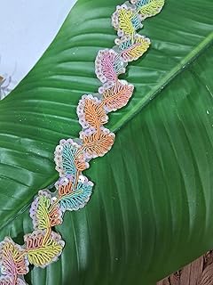 Aerene lace Embroidery sequance Leaf lace (Multicolour) (8.5 Mtrs.) Trims Used for Suits, Dresses, Lehanga, Embroidery, Crafts, Curtains, Home Decor, Sewing, Blouse