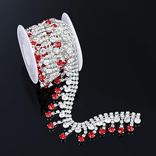 Rytenz 1 Yard Pearl Beaded Trim Crystal Rhinestone Applique Chain for Sewing, Crafts, DIY Decoration, Wedding,Clothing (Style-001)