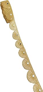 Balar Creation Mirror Laces Borders Material Golden Dori Work Sewing Trim for Saree Dress Lengha Dupatta Choli Anarkali Blouse and Home Decor. (9 Meter)