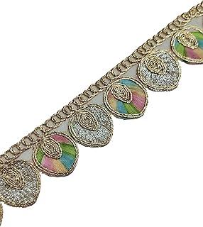 Lace Border Trim 9 Meter - Gota Patti Embroidery Ribbon for Sarees, Blouses, Dupattas, Hijabs, Anarkalis, and Home Decoration – 3 CM Width (Light Multcolor)