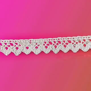 LACESNMORE Crochet Laces Traditional Cotton dyeble Design Border Neck Trim (White)