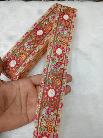 9-Meter Embroidery Lace in Tangerine Glow