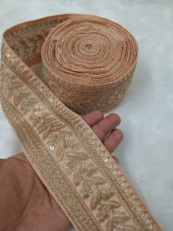 Embroidered Lace in Elegant Beige 9-Meter Roll