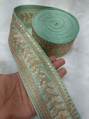 9-Meter Roll Embroidered Saree in Deep Dark Cyan