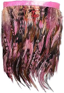 Tiptop Decoration Natural Hackle Pointed Dyed Feathers Trim Fringe Lace (4-5 Inch) (9 Meters) (Baby Pink)