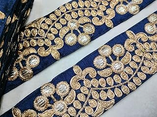 CMHOWLITE Fancy Thread Work Embroidered Border for Lehanga, Suit, Dresses, Sarees, Blouses, Dupatta, and Art & Craft, Roll of 9 Meter,2.5 inch (6.35 cm), CMSC- 03-12